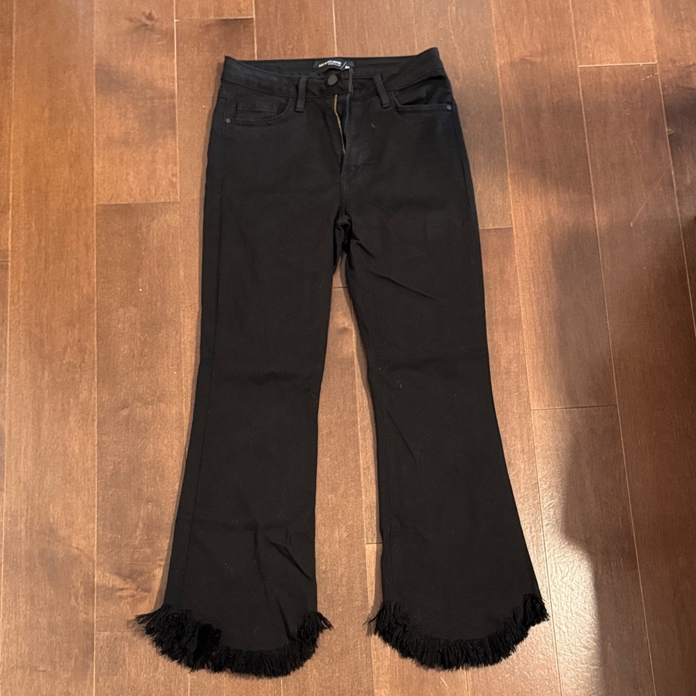JUST BLACK DENIM Women’s Black Fringe Hem Jeans